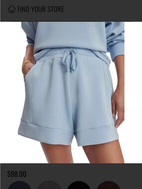 Varley Light Blue Drawstring Cuffed Athletic Shorts